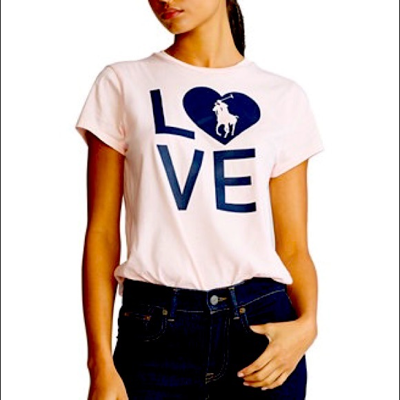 NWT Pink Pony LOVE Polo Lauren Breast Cancer T-shirt Girls XL Women Medium - Picture 2 of 12